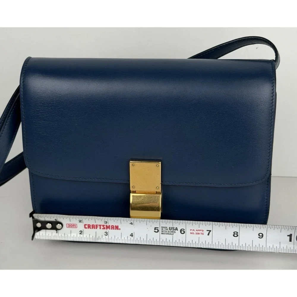 Celine Classic Box Bag Medium Blue Calfskin Leather Gold-Tone Hardware R1 - Picture 11 of 16
